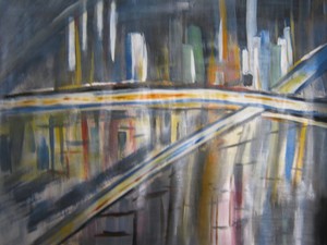 PINTURA ABSTRACTA LUCES EN LA CIUDAD